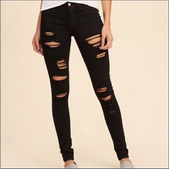 black torn jeggings
